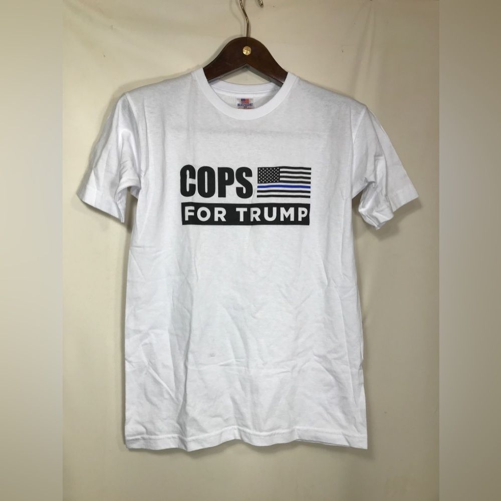 Cops for Trump White Shirt, Blue Line, Size Small